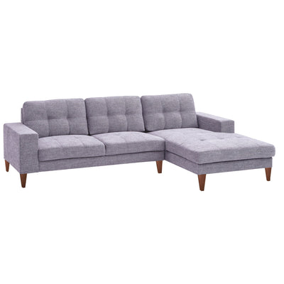 Juliet 2 Seater Sofa Soft Fabric Uplholstered Lounge Couch with RHF Chaise Grey Payday Deals