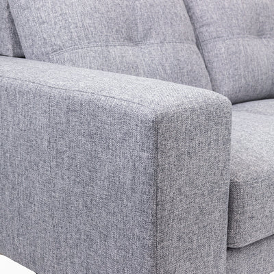 Juliet 2 Seater Sofa Soft Fabric Uplholstered Lounge Couch with RHF Chaise Grey Payday Deals