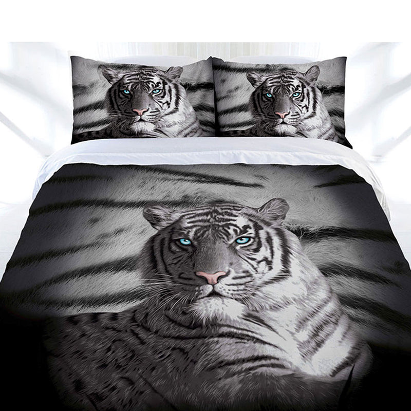 Just Home Blue Eyes Stripes Tiger Quilt Cover Set King Payday Deals