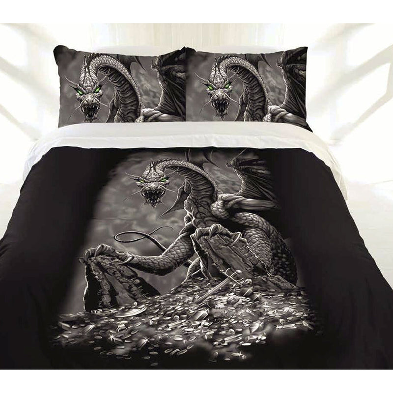 Just Home Green Eyed Dragon Quilt Cover Set Double Payday Deals