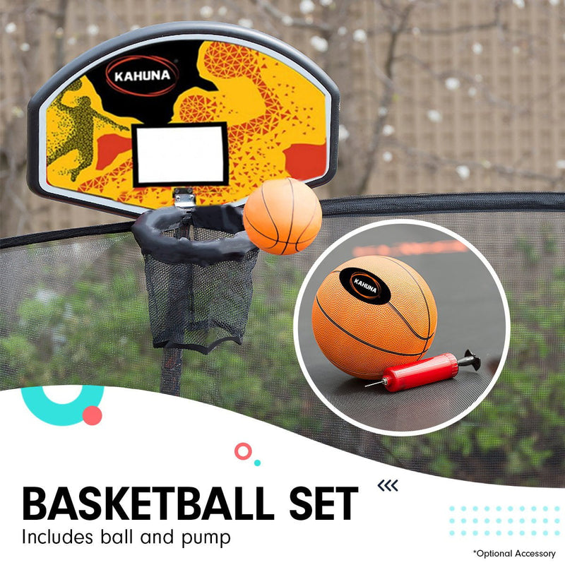 Kahuna 10ft Trampoline Twister Springless Safety Net Pad Mat with Basketball Set Orange Payday Deals
