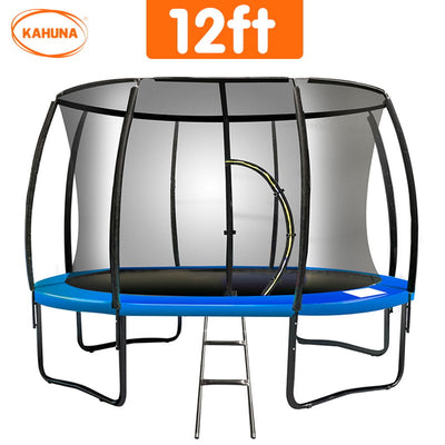 Kahuna 12ft Trampoline Free Ladder Spring Mat Net Safety Pad Cover Round Enclosure Blue Payday Deals