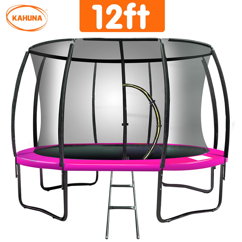 Kahuna 12ft Trampoline Free Ladder Spring Mat Net Safety Pad Cover Round Enclosure - Pink Payday Deals