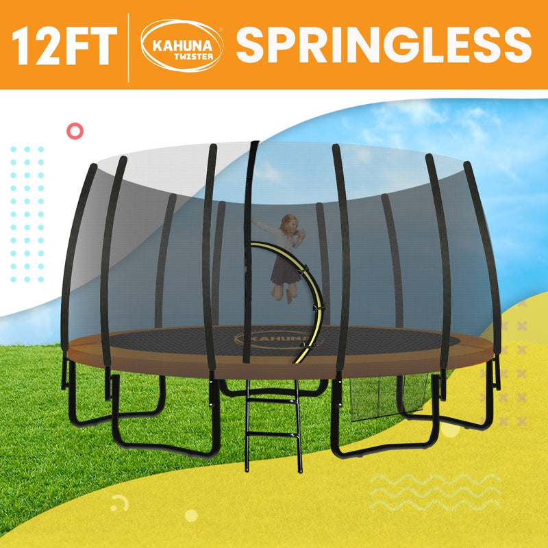 Kahuna Twister 12ft Springless Trampoline Outdoor Mat Pad Net Ladder Payday Deals