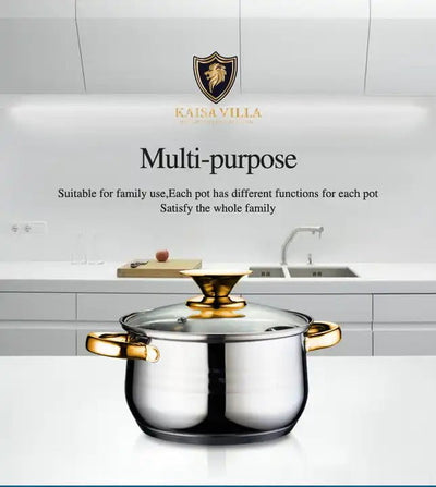 Kaisa Villa 5.8 Litre Casserole Pot Stainless Steel Induction Cooking Stock Stew Payday Deals