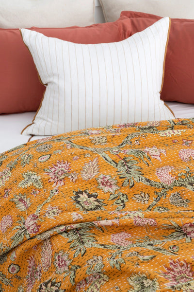 Kantha Quilt Indian Quilt Block Print Quilt Bedspread Bohemian Boho Cotton Throw Quilt Handmade Blanket Doona King Size Payday Deals
