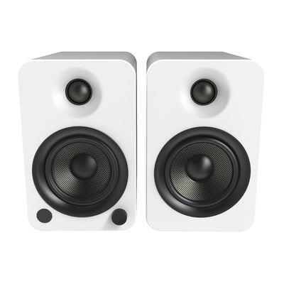 Kanto YU4 140W Powered Bookshelf Speakers with Bluetooth and Phono Preamp - Pair, Matte White with SE4W White Stand Bundle Payday Deals