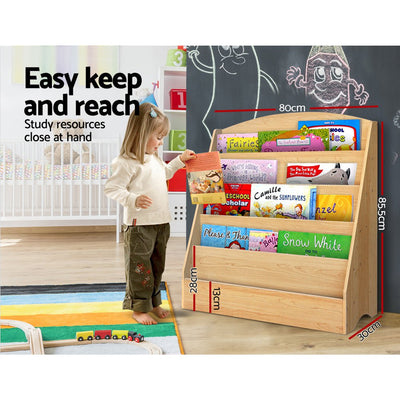 Keezi 5 Tiers Kids Bookshelf Magazine Shelf Rack Organiser Bookcase Display Payday Deals