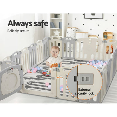 Keezi Baby Playpen 20 Panels Foldable Toddler Fence Safety Play Activity Centre Payday Deals