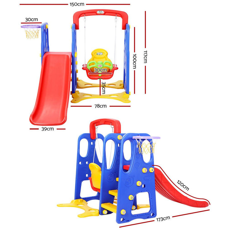 Keezi Kids 3-in-1 Slide Swing with Basketball Hoop Toddler Outdoor Indoor Play Payday Deals