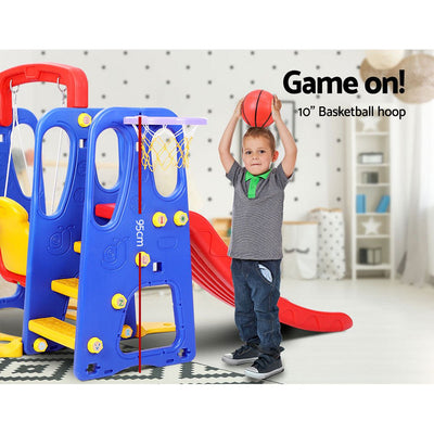 Keezi Kids 3-in-1 Slide Swing with Basketball Hoop Toddler Outdoor Indoor Play Payday Deals