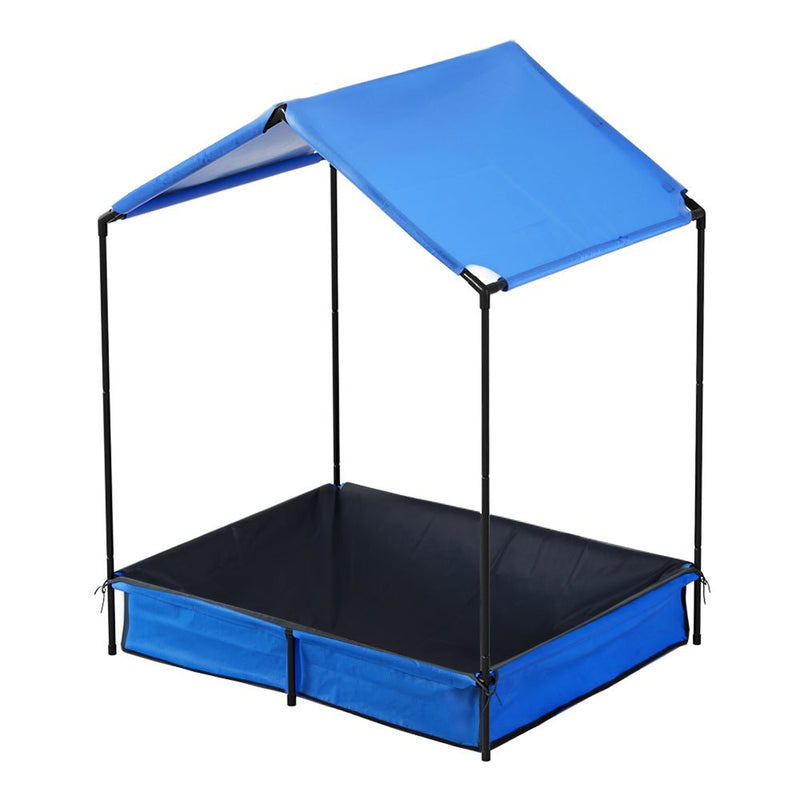 Keezi Kids Sandpit Metal Sandbox Sand Pit with Canopy Cover Outdoor Toys 120cm Payday Deals