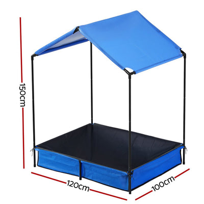 Keezi Kids Sandpit Metal Sandbox Sand Pit with Canopy Cover Outdoor Toys 120cm Payday Deals