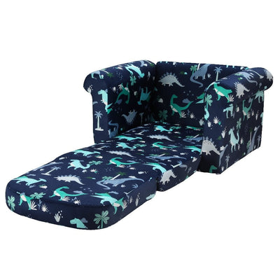 Keezi Kids Sofa 2 Seater Children Flip Open Couch Lounger Armchair Dinosaur Navy Payday Deals