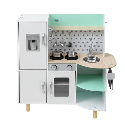 Keezi Kids Wooden Pretend Kitchen Play Sets Cooking Toys Oven Fridge 85CM Green Payday Deals