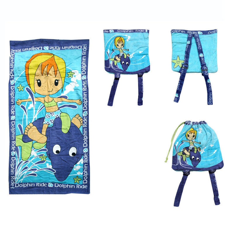 Kids Beach Towel N Bag Dolphin Payday Deals