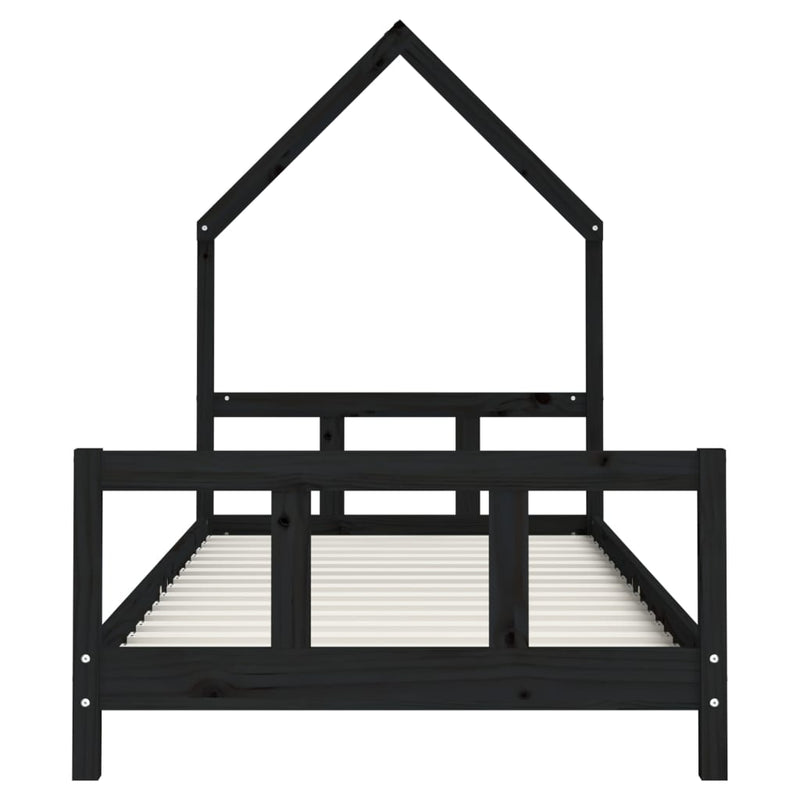 Kids Bed Frame Black 92x187 cm Single Solid Wood Pine Payday Deals
