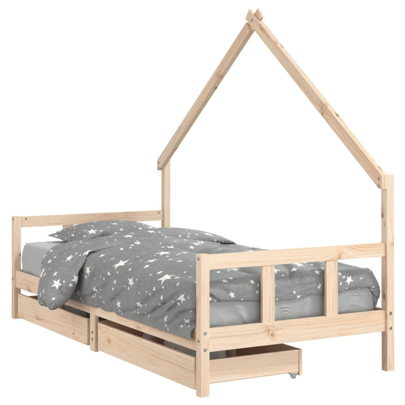 Kids Bed Frame with Drawers 90x190 cm Solid Wood Pine Payday Deals