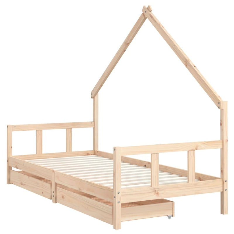 Kids Bed Frame with Drawers 90x190 cm Solid Wood Pine Payday Deals