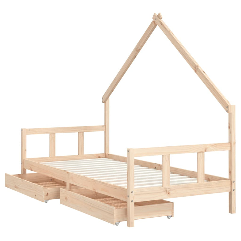 Kids Bed Frame with Drawers 90x190 cm Solid Wood Pine Payday Deals