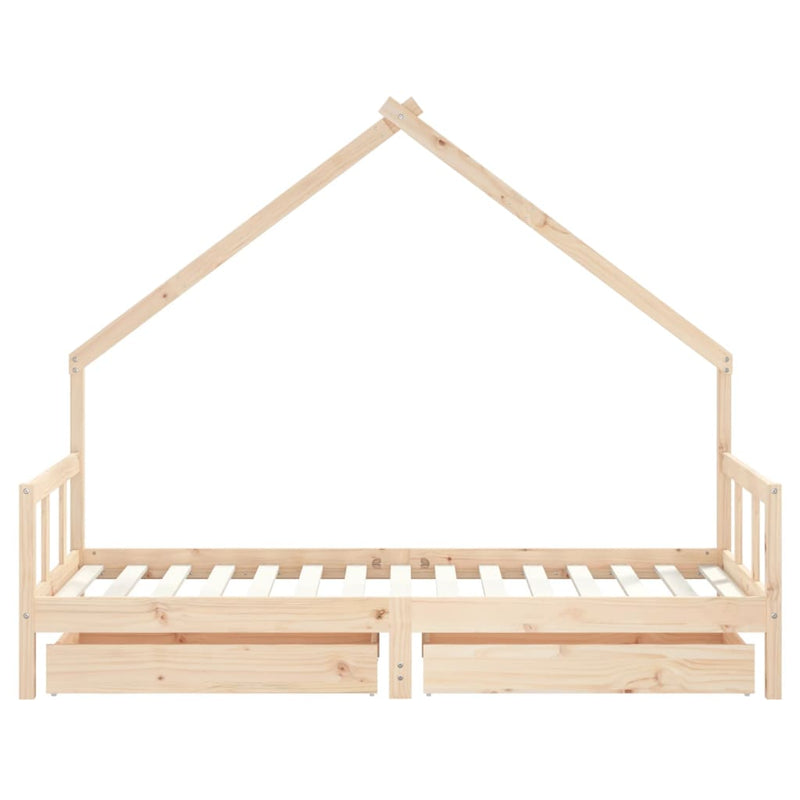 Kids Bed Frame with Drawers 90x190 cm Solid Wood Pine Payday Deals