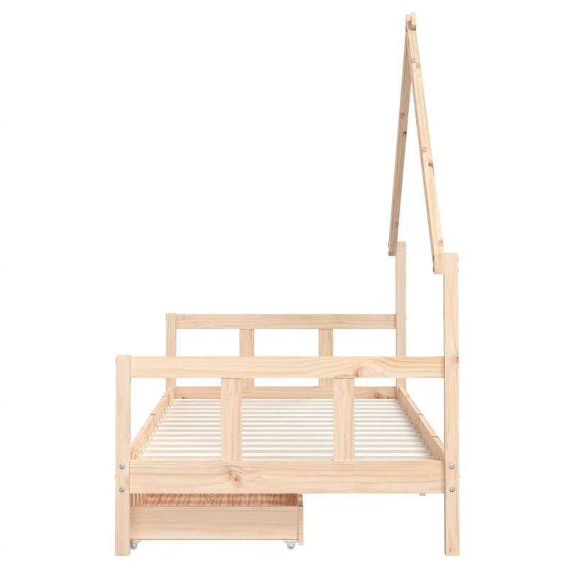 Kids Bed Frame with Drawers 90x190 cm Solid Wood Pine Payday Deals