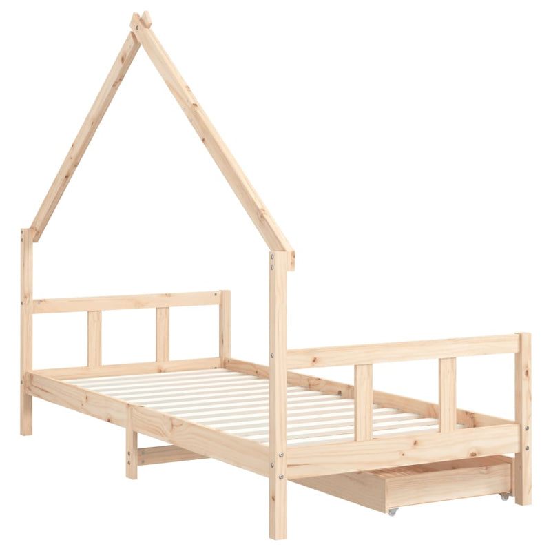 Kids Bed Frame with Drawers 90x190 cm Solid Wood Pine Payday Deals