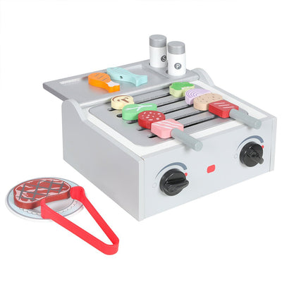 Kids Kitchen Play Set Wooden Toys Children Cooking BBQ Role Food Home Cookware