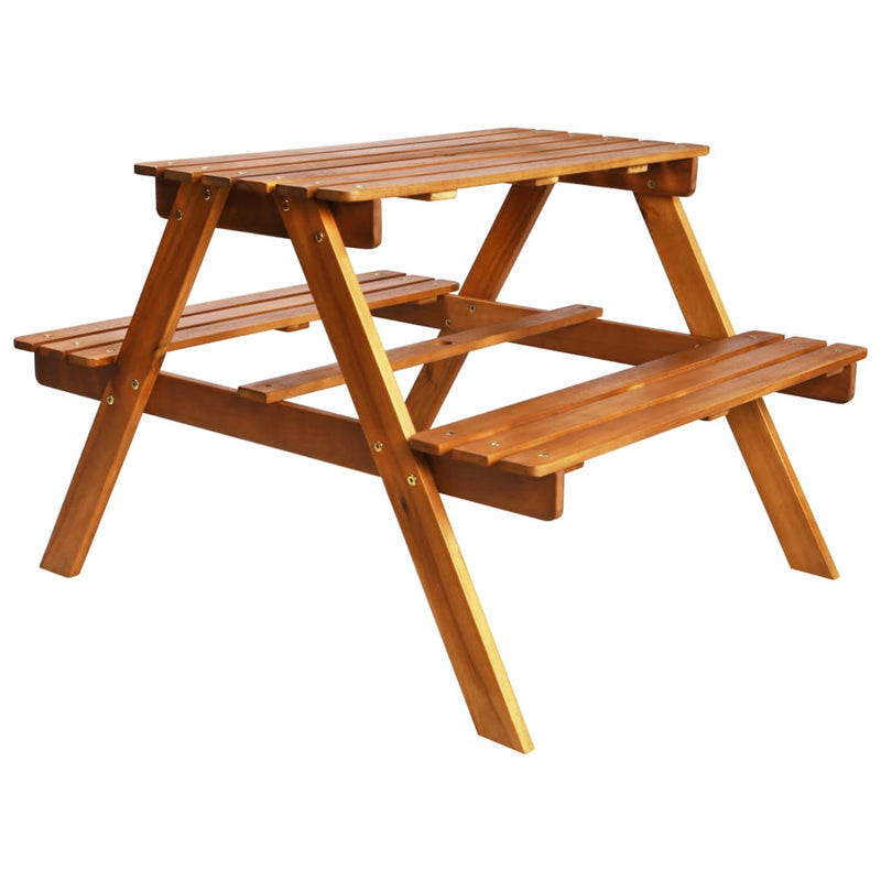 Kids Picnic Table with Parasol 79x90x60 cm Solid Acacia Wood Payday Deals