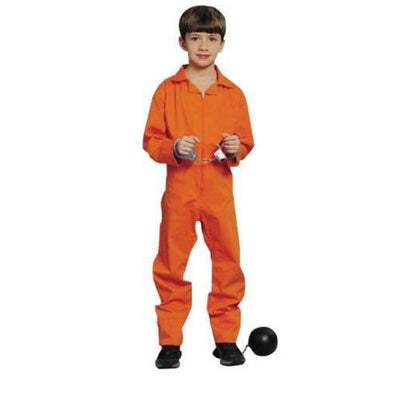 Kids Prisoner Boy Costume Halloween Convict Jail Kids Outfit Childrens - Orange Payday Deals