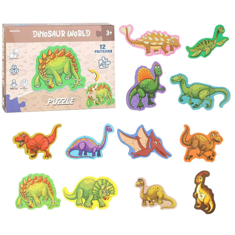 Kids Puzzles Dinosaur World 19.5 x 3.5 x 14.5cm 12 Patterns 56 Pieces Payday Deals
