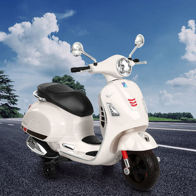 Kids Ride On Car Motorcycle Motorbike VESPA Licensed Scooter Electric Toys White Payday Deals
