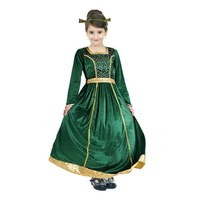 Kids Shrek Ogre Princess Fiona Costume Dress Up Book Week Party Children's - Green Payday Deals
