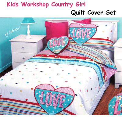 Kids Workshop Country Girl Quilt Cover Set Single Payday Deals