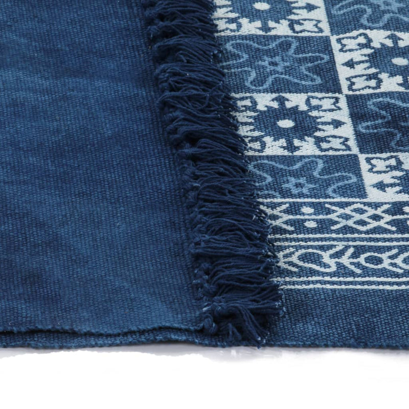 Kilim Rug Cotton 160x230 cm with Pattern Blue Payday Deals