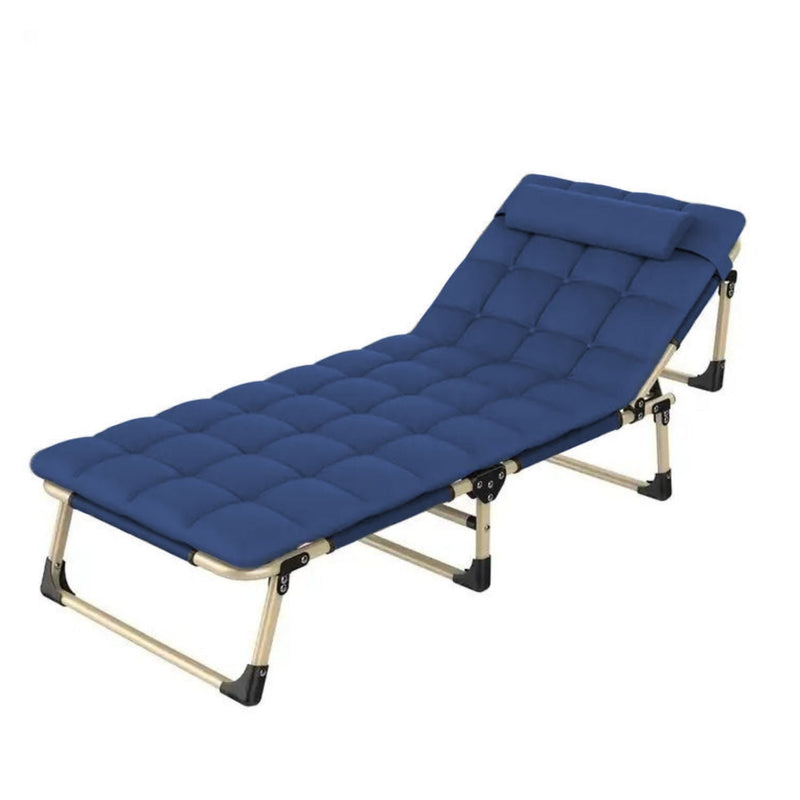 KILIROO Adjustable Portable Folding Bed with Mattress and Headrest (Blue) KR-FBM-101-KX Payday Deals