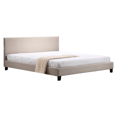 King Linen Fabric Bed Frame Beige Payday Deals