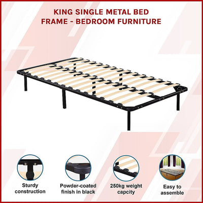 King Single Metal Bed Frame - Bedroom Furniture Payday Deals