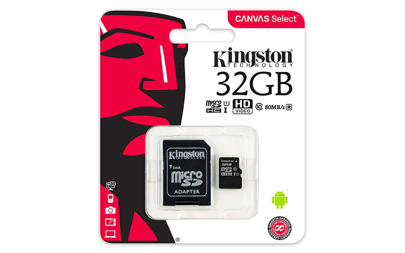 KINGSTON  Canvas Select:MicroSD 32GB , 80MB/s read and 10MB/s write with SD adapter SDCS/32GB Payday Deals