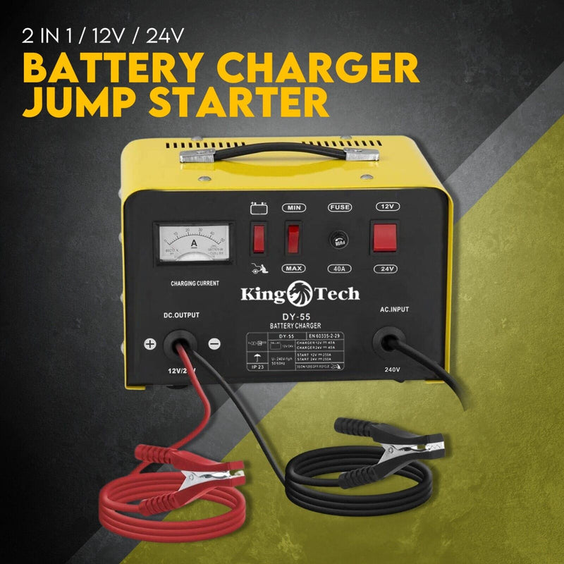 Kingtech 2in1 Battery Charger Jump Starter New Dual Heavy Duty Car Charger 40Amp Payday Deals