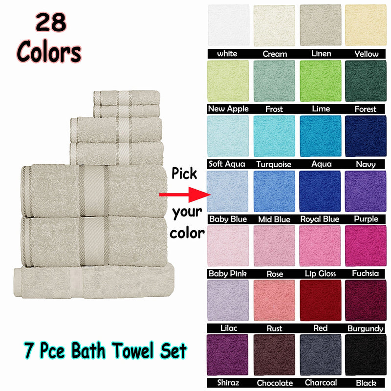 Kingtex 550gsm Cotton 7 Pce Towel Set Aqua Payday Deals