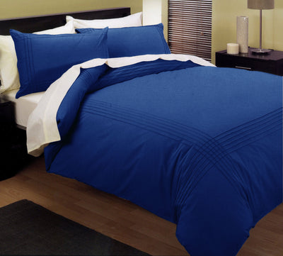 Kingtex Pintuck Quilt Cover Set Blue Queen