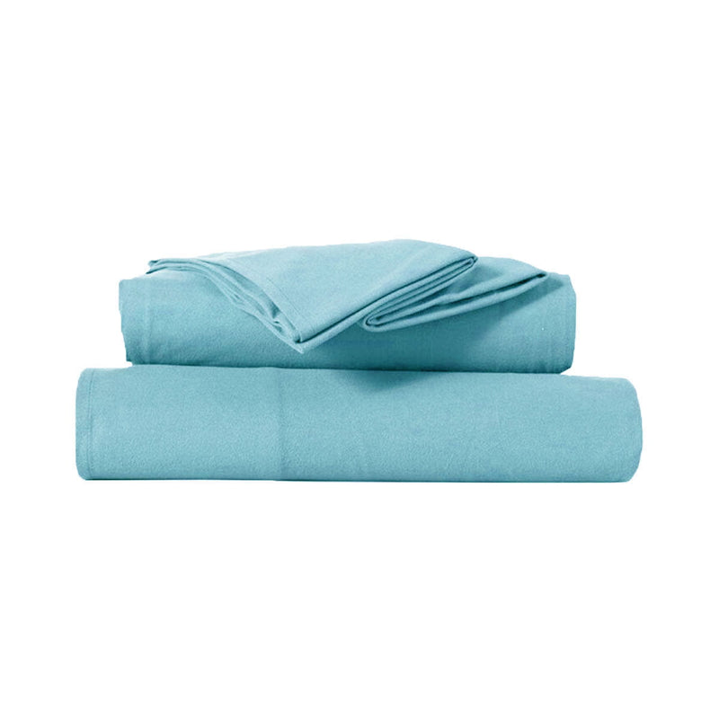 Kingtex Ultra-Soft Micro Flannel Sheet Set 40 cm Wall Aqua Double Payday Deals