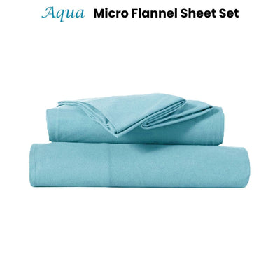 Kingtex Ultra-Soft Micro Flannel Sheet Set 40 cm Wall Aqua King Payday Deals