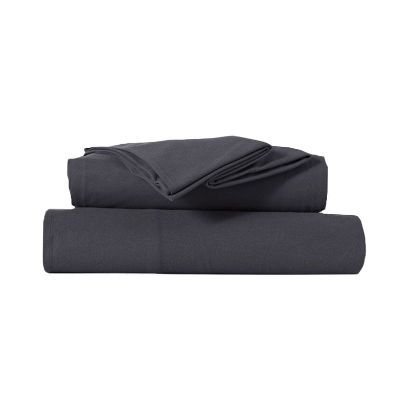 Kingtex Ultra-Soft Micro Flannel Sheet Set 40 cm Wall Charcoal Queen Payday Deals