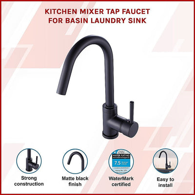 Kitchen Mixer Tap Faucet Basin Laundry Sink - BLACK Payday Deals