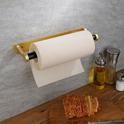 Kitchen Paper Holder Under Cabinet Screw Wall Mount Adhesive Paper Towel Holder Rectangle Gold Payday Deals