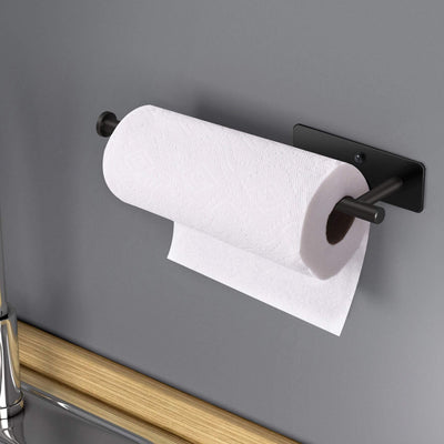 Kitchen Paper Holder Under Cabinet Wall Mount Adhesive Paper Towel Holder Rectangle Black Payday Deals