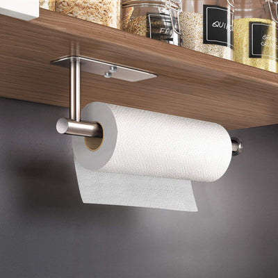 Kitchen Paper Holder Under Cabinet Wall Mount Adhesive Paper Towel Holder Rectangle Silver Payday Deals