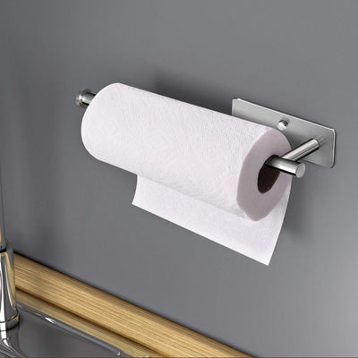 Kitchen Paper Holder Under Cabinet Wall Mount Adhesive Paper Towel Holder Rectangle Silver Payday Deals